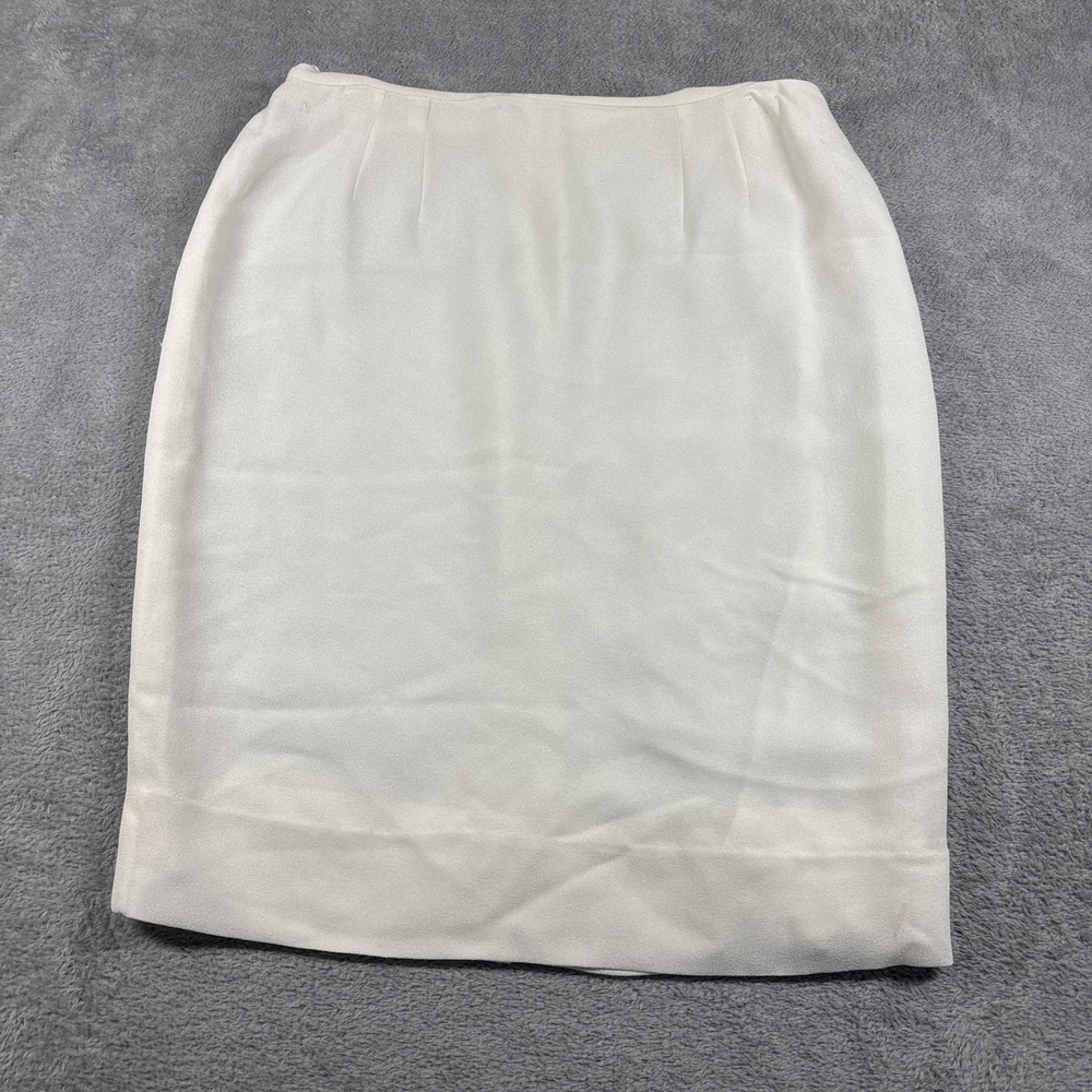 Vintage D'ore by Della Roufogali Women's Pencil Skirt Solid Cream Size 14